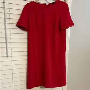 Ann Taylor Vibrant Red Mini Dress with Short Sleeves